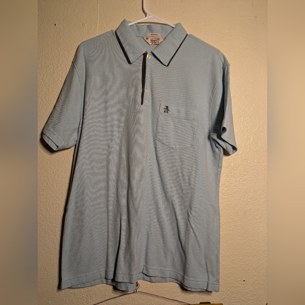 Original Penguin Blue Polo Shirt Classic Fit Size Large